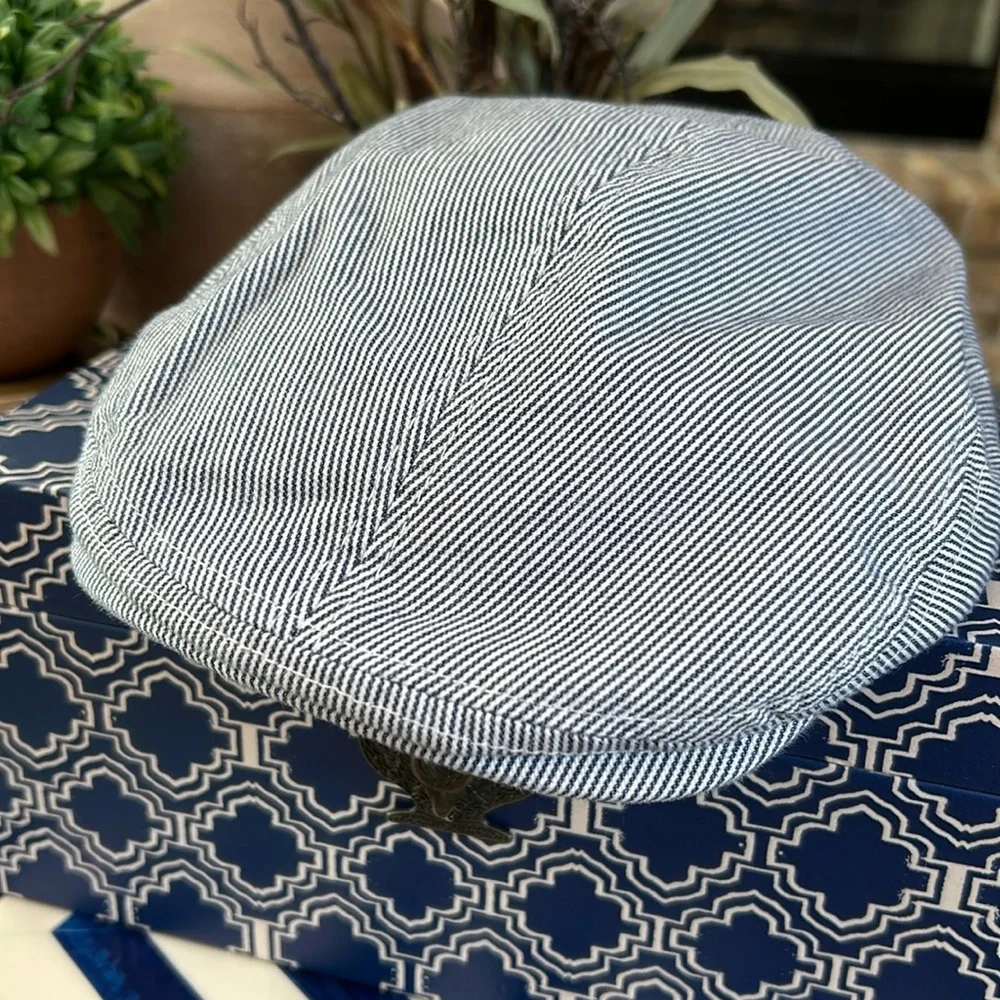 Toddler Boys Blue & White Seersucker Stripe Newsboy Cap Hat